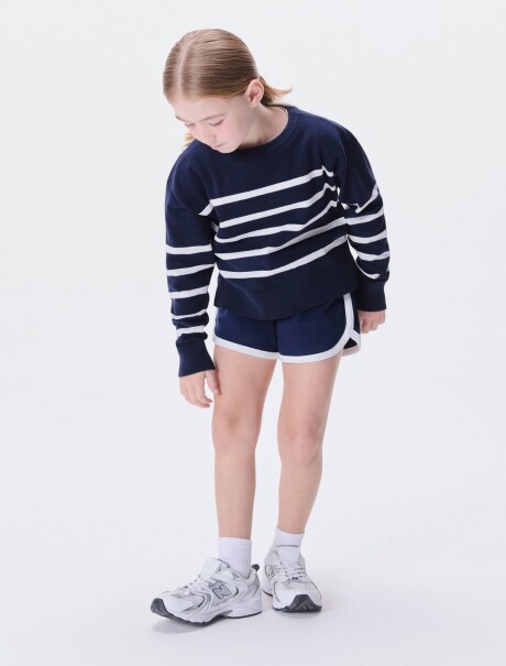 BUZO INFANTIL DE PUNTO A RAYAS AZUL