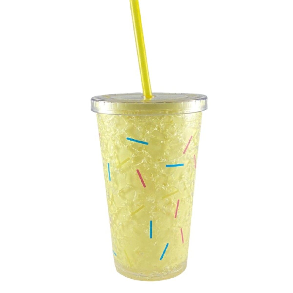 Vaso con Sorbito Diseño Confetti - Amarillo 