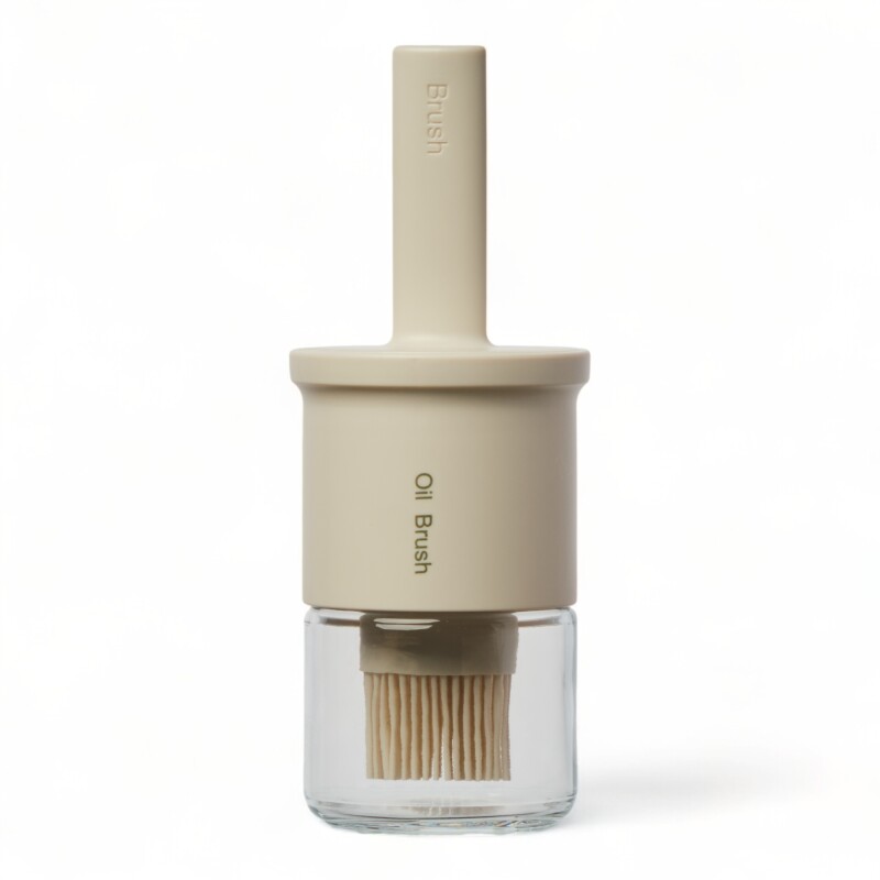 Aceitera Salsera Botella Vidrio 250ml Con Pincel De Silicona Blanco