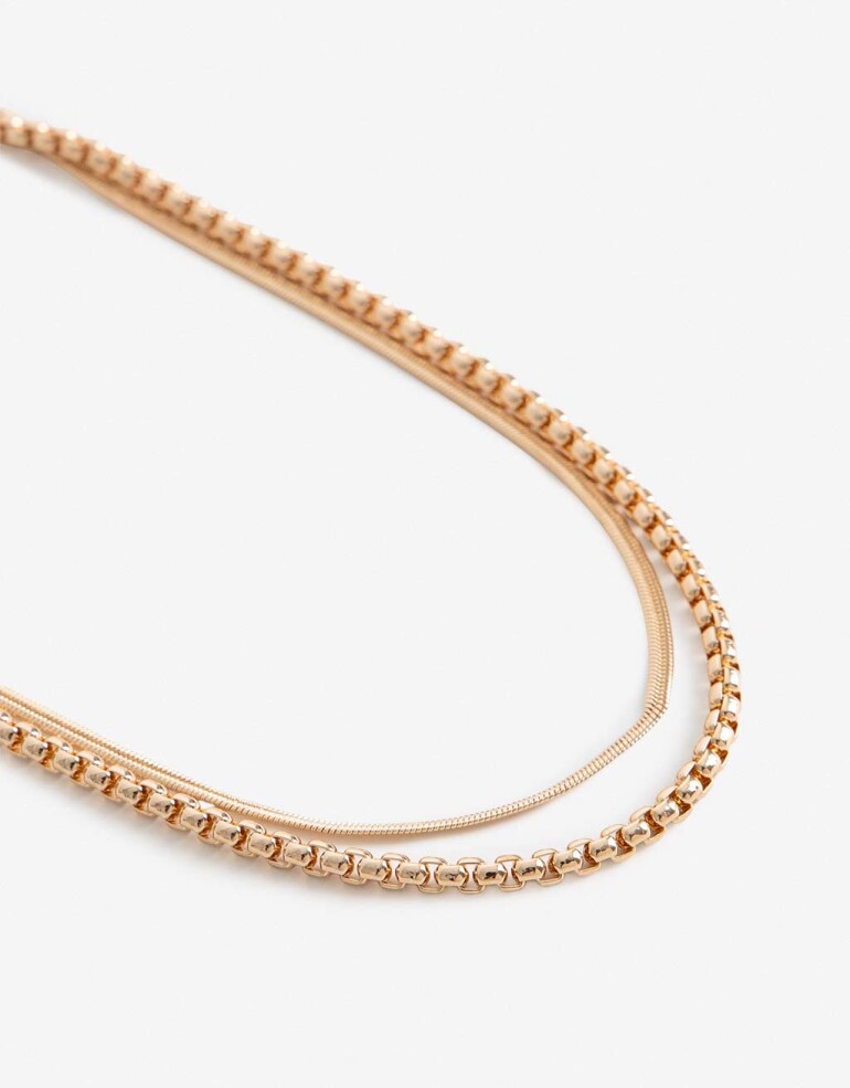 Collares Cortos Metal Collar De Cadenas - Dorado