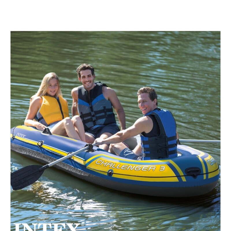 INTEX BOTE GOMÓN INFLABLE CHALLENGER 3 PERSONAS SET Intex Bote Gomón Inflable Challenger 3 Personas Set