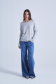 PULL COL ROND CONTRASTE Gris