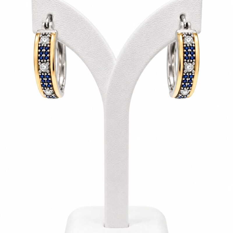 Aros con zirconias azul y blancas Aros con zirconias azul y blancas