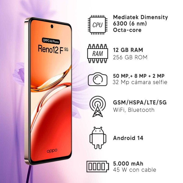 Oppo Reno12 F 12/256gb 5g + Regalo CEL OPPO RENO 12F 12/256 5G NARANJA