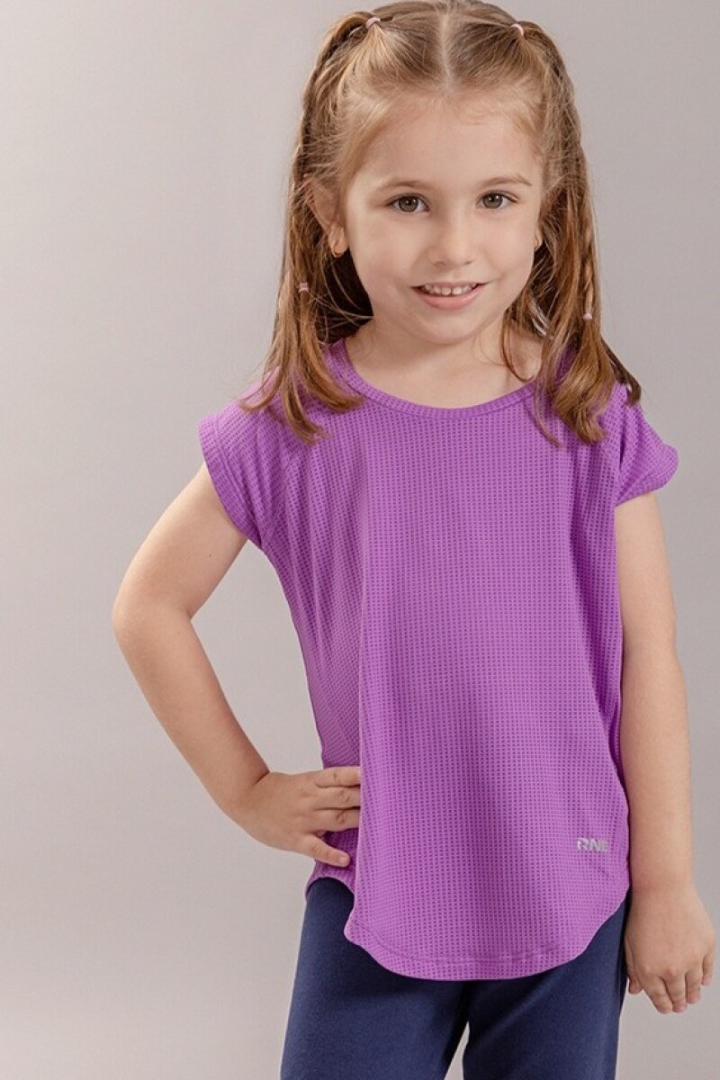 Remera Deportiva para Niñas. Lila Oscuro