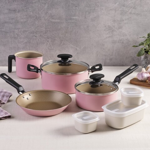 Juego de Ollas Tramontina New Turquia 7 piezas Rosa 27899/525 Juego de Ollas Tramontina New Turquia 7 piezas Rosa 27899/525