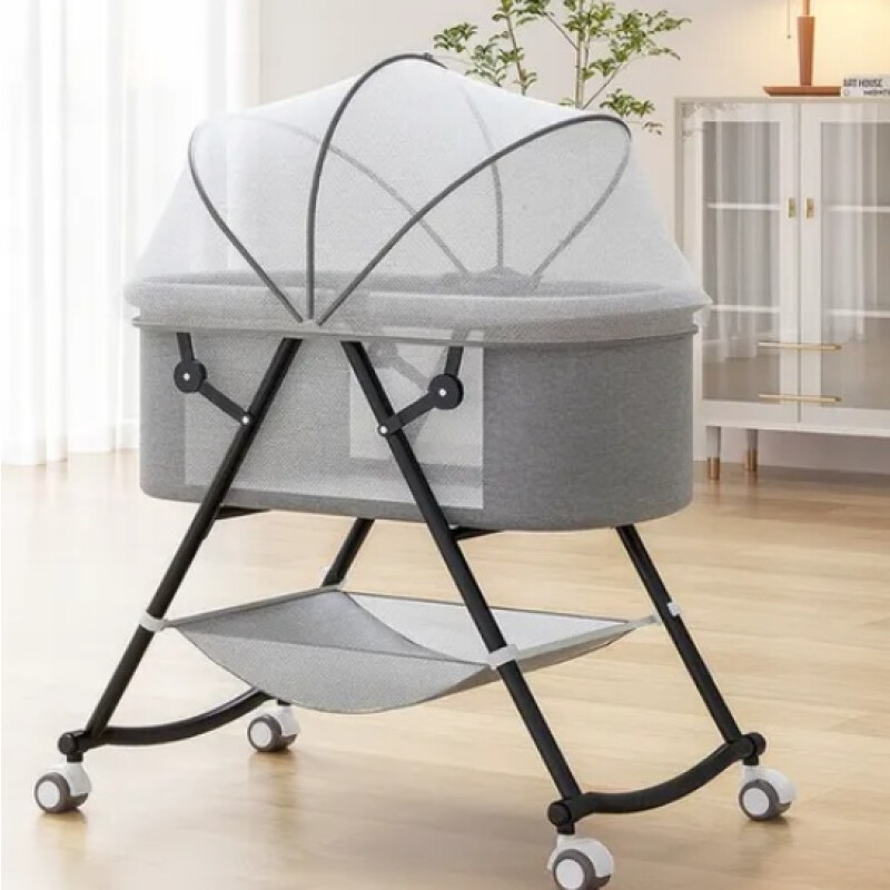 Cuna Moisés TOKIO Con Mosquitero Y Ruedas Infantil Bebe Gris