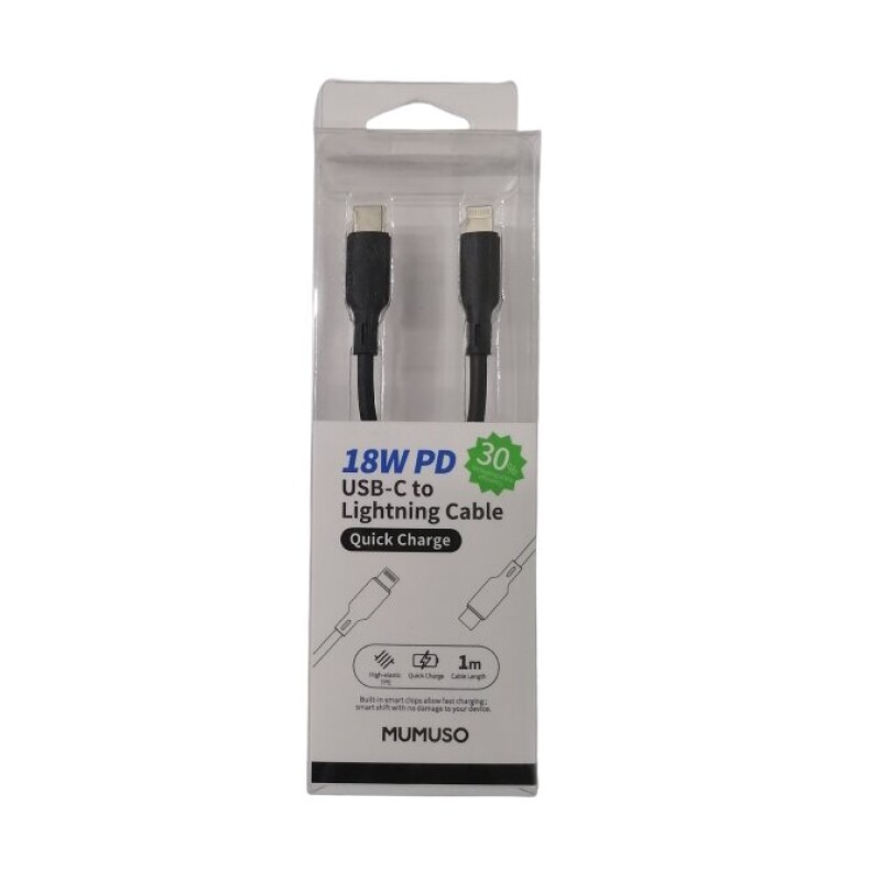 18 W PD USB-C A CABLE LIGHTNING (CARGA RÁPIDA/NEGRO) 18 W PD USB-C A CABLE LIGHTNING (CARGA RÁPIDA/NEGRO)