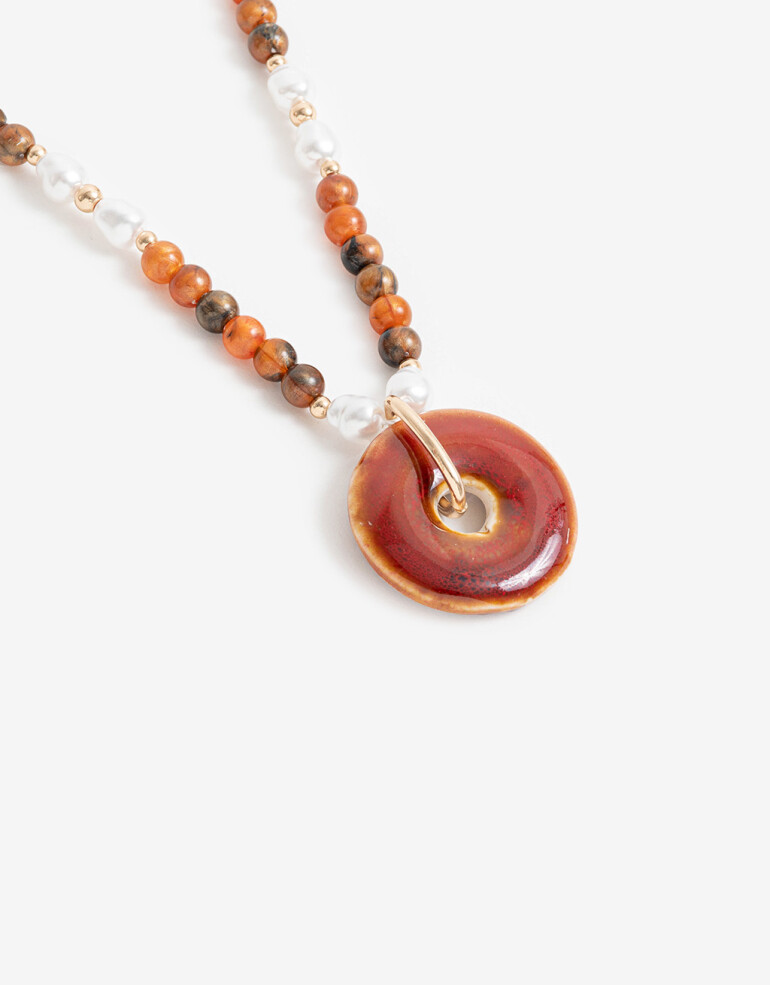 Collares Largos Color Collar Largo Dije Cerámica - Marron Medio