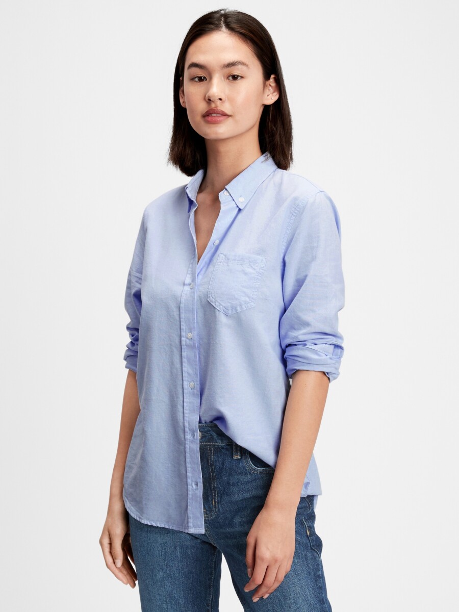 V-FRCH FITTED OXFORD - Light Blue 