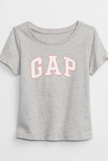 Remera Logo Gap Manga Corta Toddler Niña Light Heather Grey B08