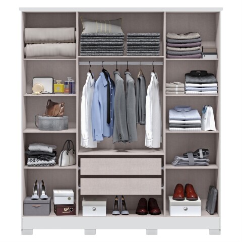 Juego de Dormitorio Ropero Monaco 4 Puertas y Comoda Vega 4 Cajones - Blanco Juego de Dormitorio Ropero Monaco 4 Puertas y Comoda Vega 4 Cajones - Blanco