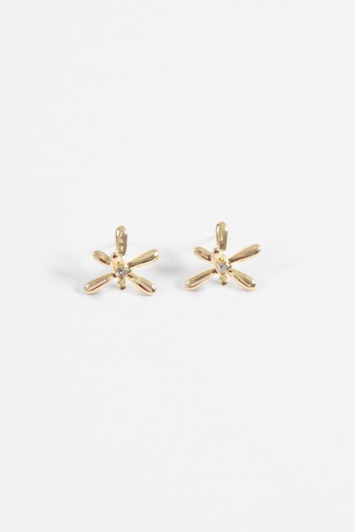 Caravanas flor metal dorado