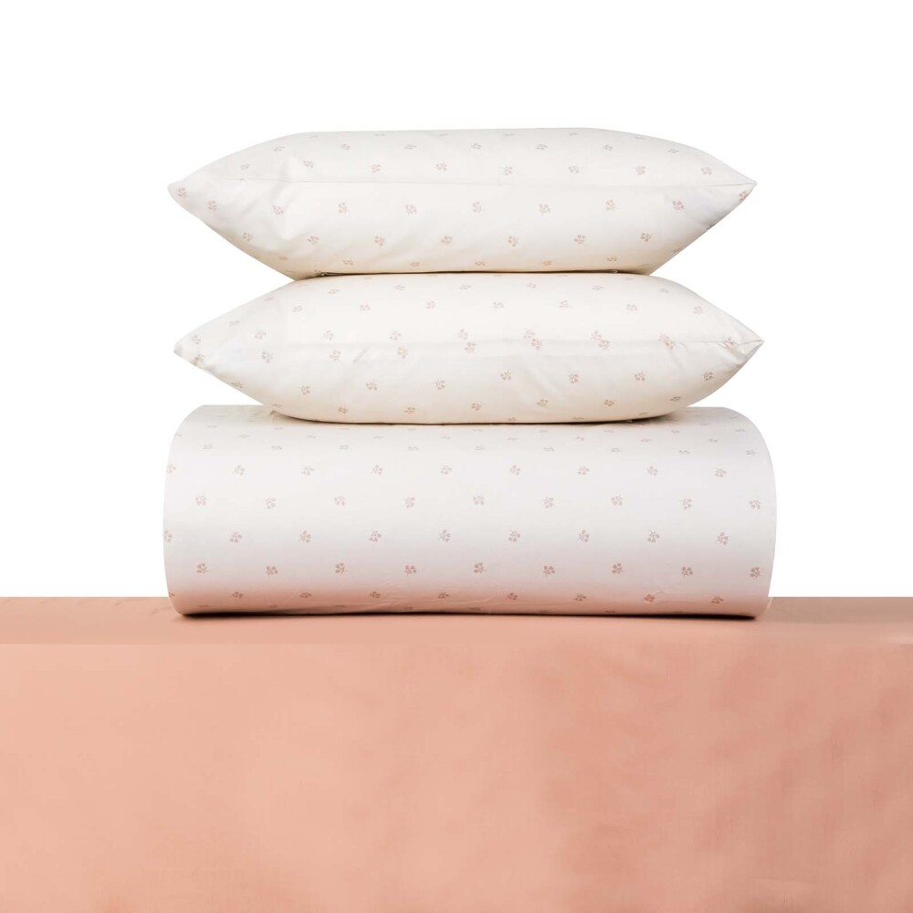 JUEGO SÁBANAS 2 PLAZAS ALGODON-Y-POLIESTER ROSA BOUQUET