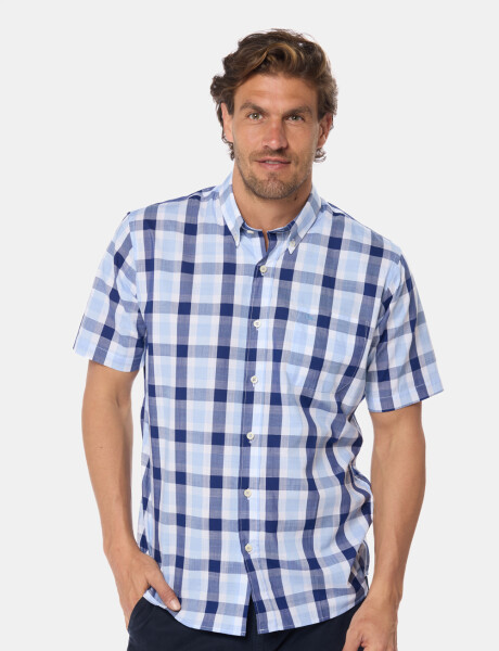 CAMISA A CUADROS Celeste