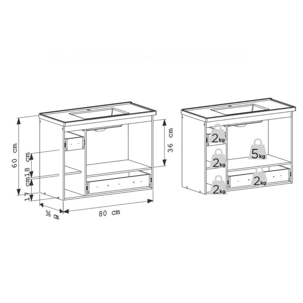 Mueble de baño suspendido Nuevo Orquídea 80cm Nude Bacha negra Mueble De Baño Suspendido Nuevo Orquídea 80cm Nude Bacha Negra