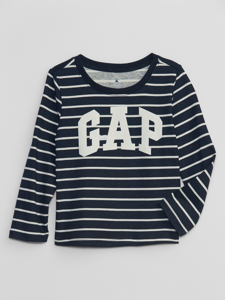 Remera Logo Gap Toddler Niña - Navy Stripe 