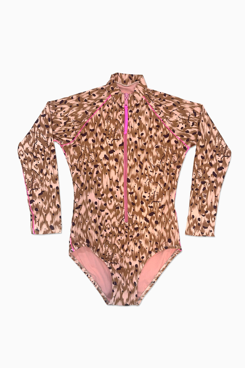 LITTLE SURFER ONE PIECE Cat Camel