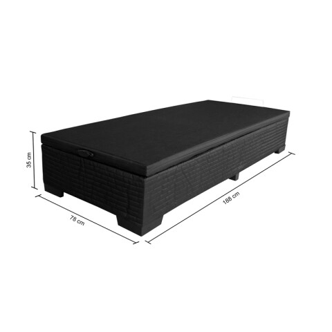 Base para Sommier Colchon Baul 1 Plaza - 78 x 188 x 35 cm - Estructura Madera Maciza - Negro Base para Sommier Colchon Baul 1 Plaza - 78 x 188 x 35 cm - Estructura Madera Maciza - Negro