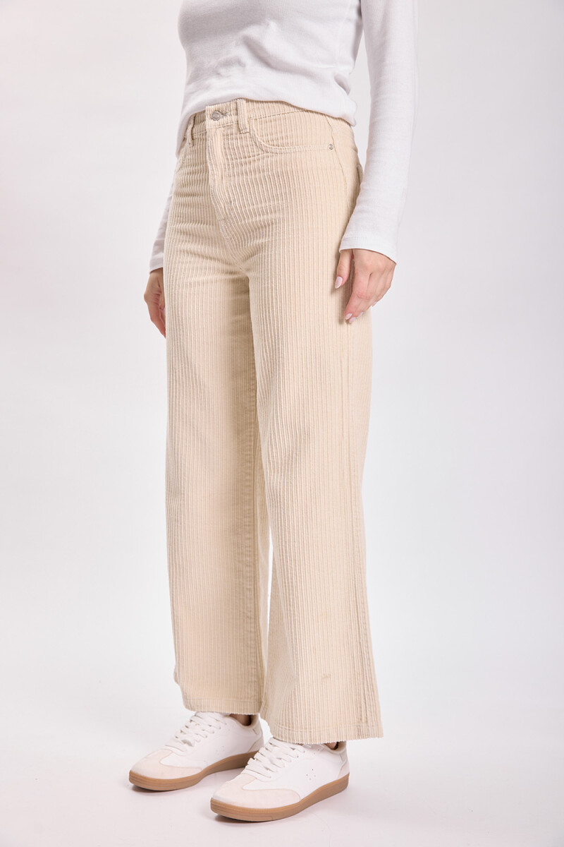 Pantalón pana ancho Beige
