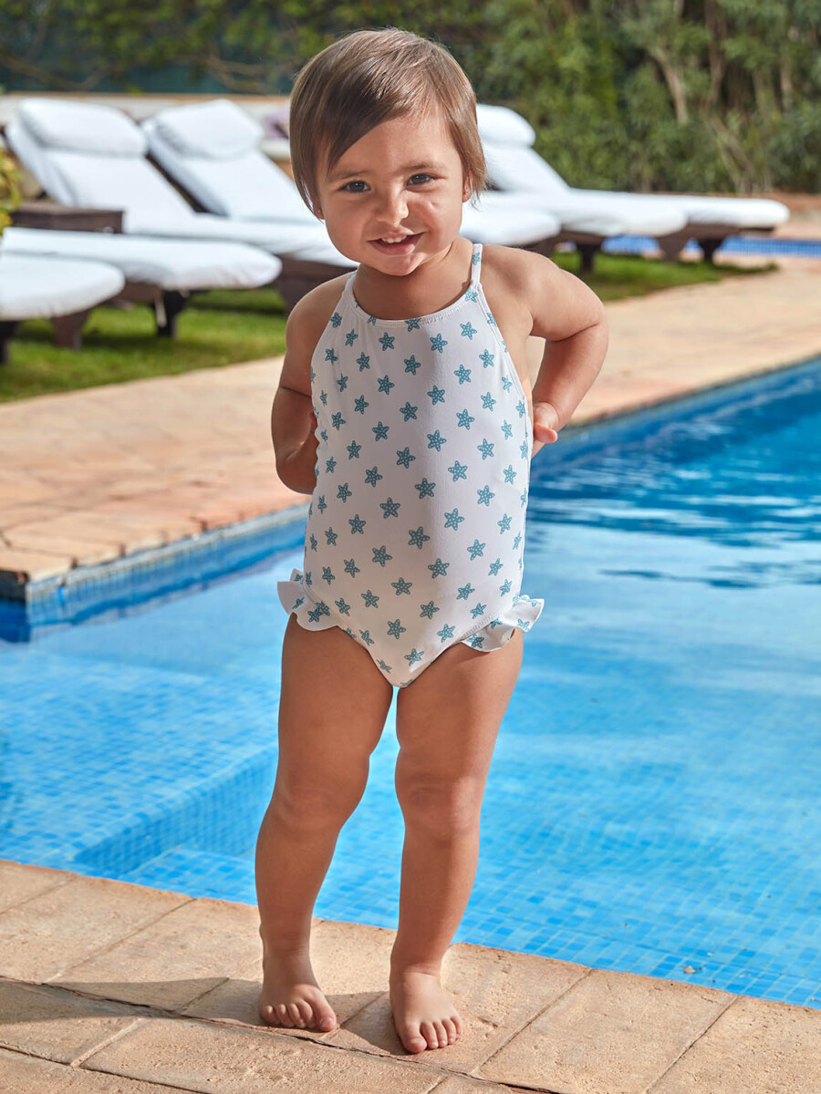 Traje De Baño Estampado Estrellas Blanco Roto