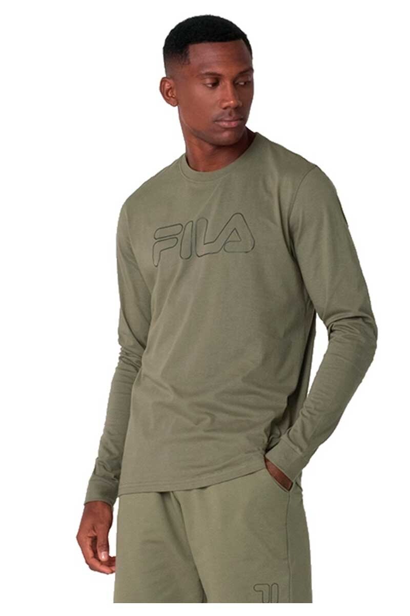 REMERA HOMBRE FILA MANGA LARGA LETTER OUTLINE Verde-seco