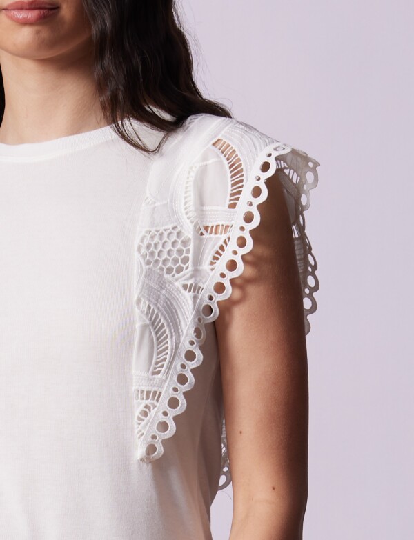 Blusa Manga Crochet BLANCO