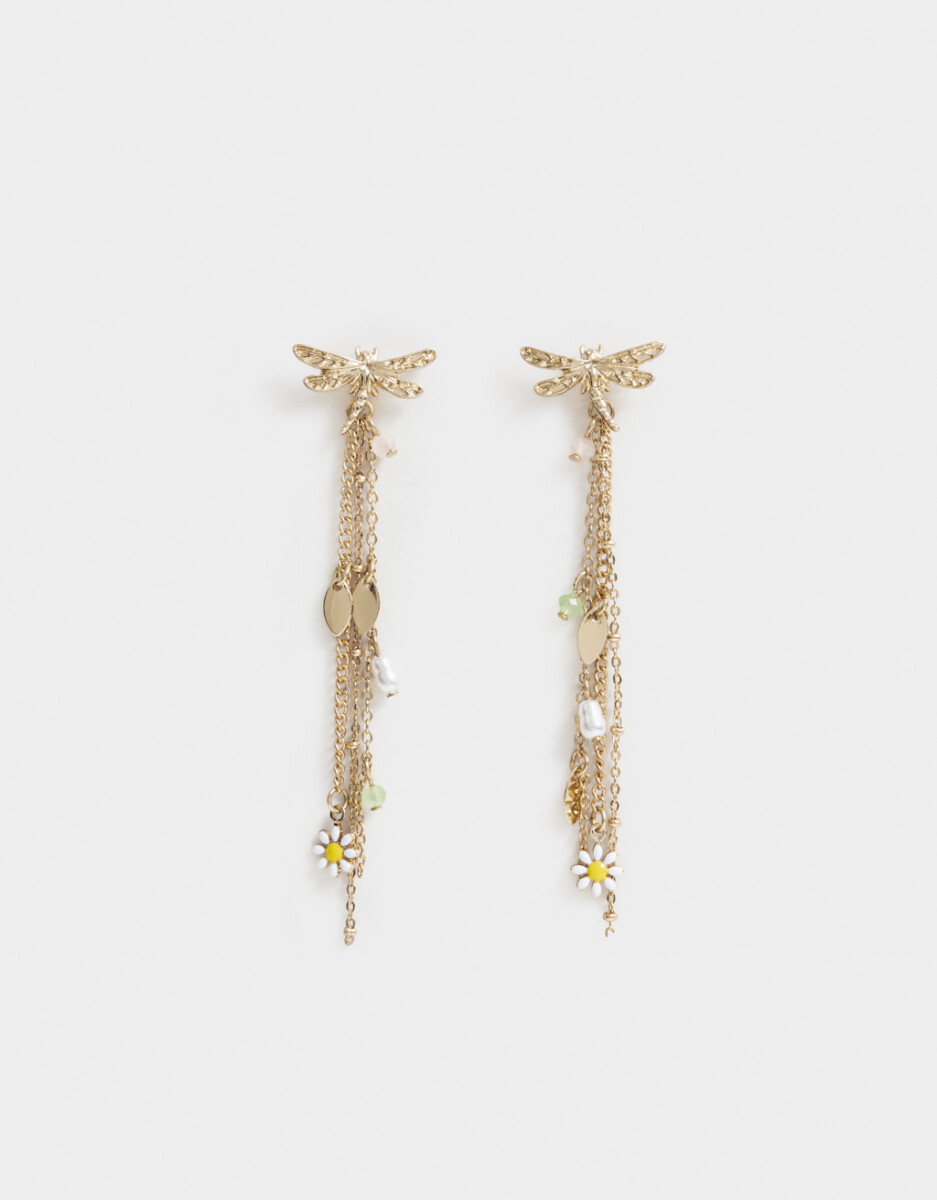 Aros Colgantes Largos Flores 