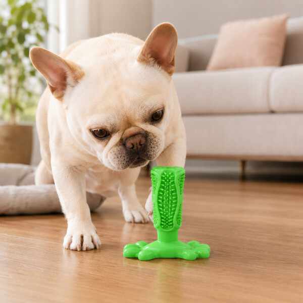 Juguete Para Perros Dental Ventosa Anti Sarro Resistente Color Verde