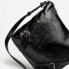 Bandolera Pocket en cuero charol arrugado Negro