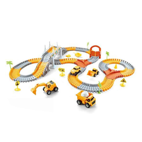 Pista Carreras Flexible Ciudad en Construcción Camiones 220P Naranja