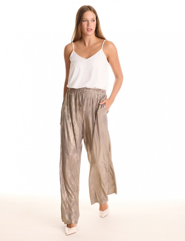 Pantalon Wide Leg Plisado DORADO