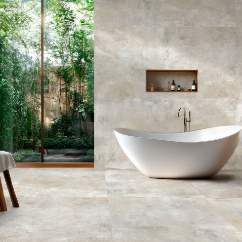 PORCELANATO TIPO PIEDRA 64X64 SATINADO GRIS CEMENTO GAMAS DE GRIS
