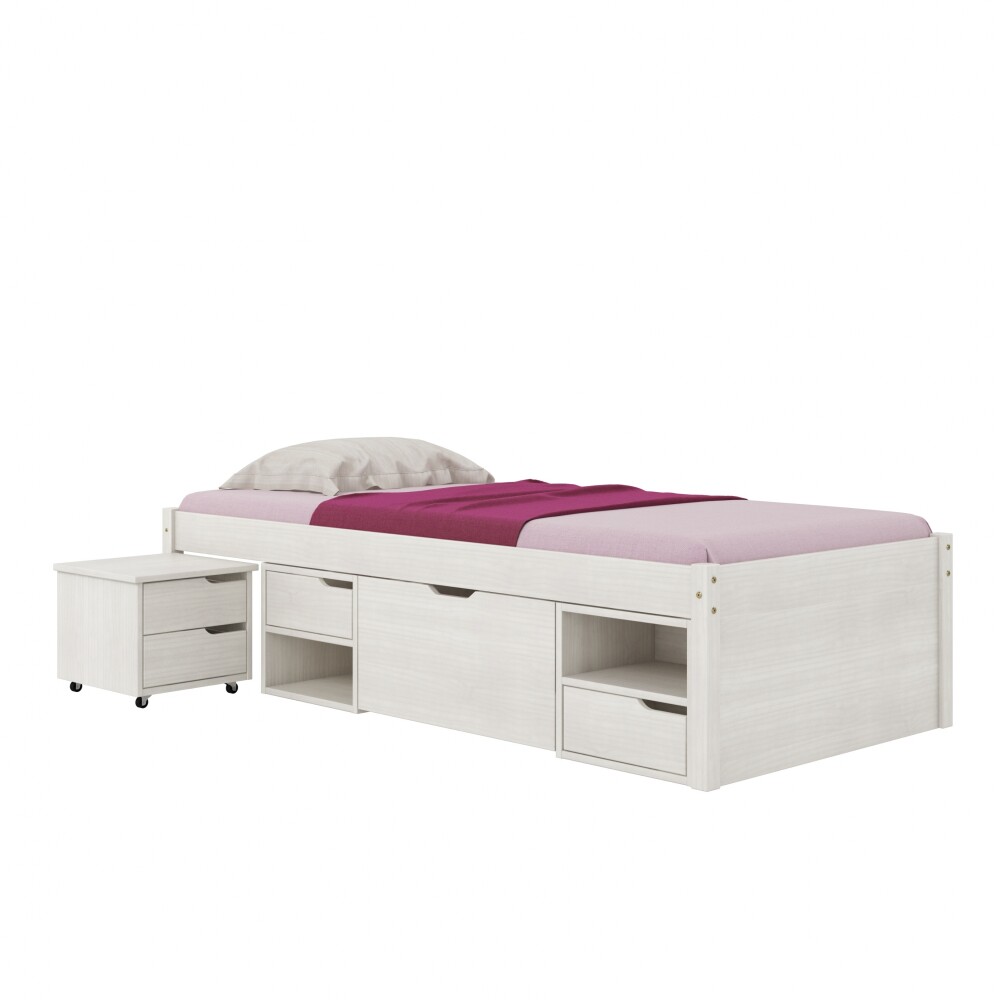 Cama Madera Maciza Con Cajones - 1 plaza - Linea charme Blanco