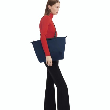 Longchamp -Cartera con asas extra largas de material textil, Le pliage Energy Azul