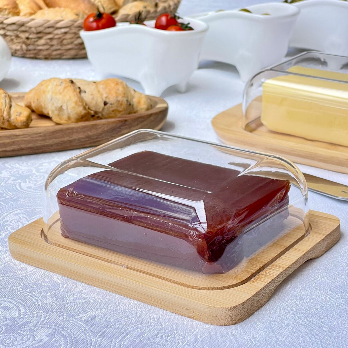 Mantequera Butter Madera Bambú C/Acrílico Alto 5cm x Ancho 12cm x Largo 15cm 