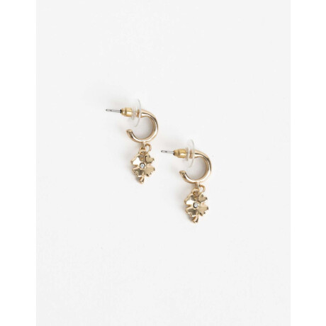 Aros Argolla Trébol Bañado En Oro Dorado