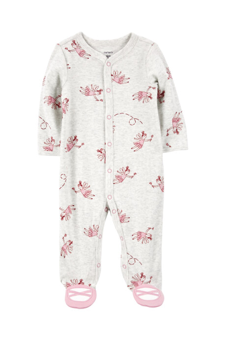 Pijama una pieza de algodón con pie, diseño hadas Sin color