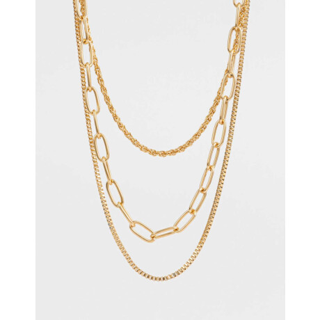 Collares Cortos Multi Cadenas Dorado