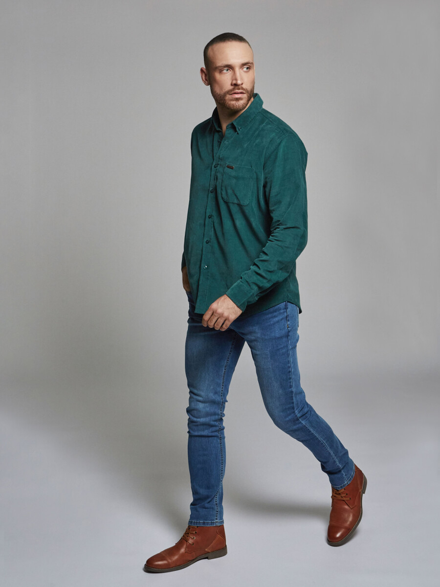 Camisa m/l pana - verde 