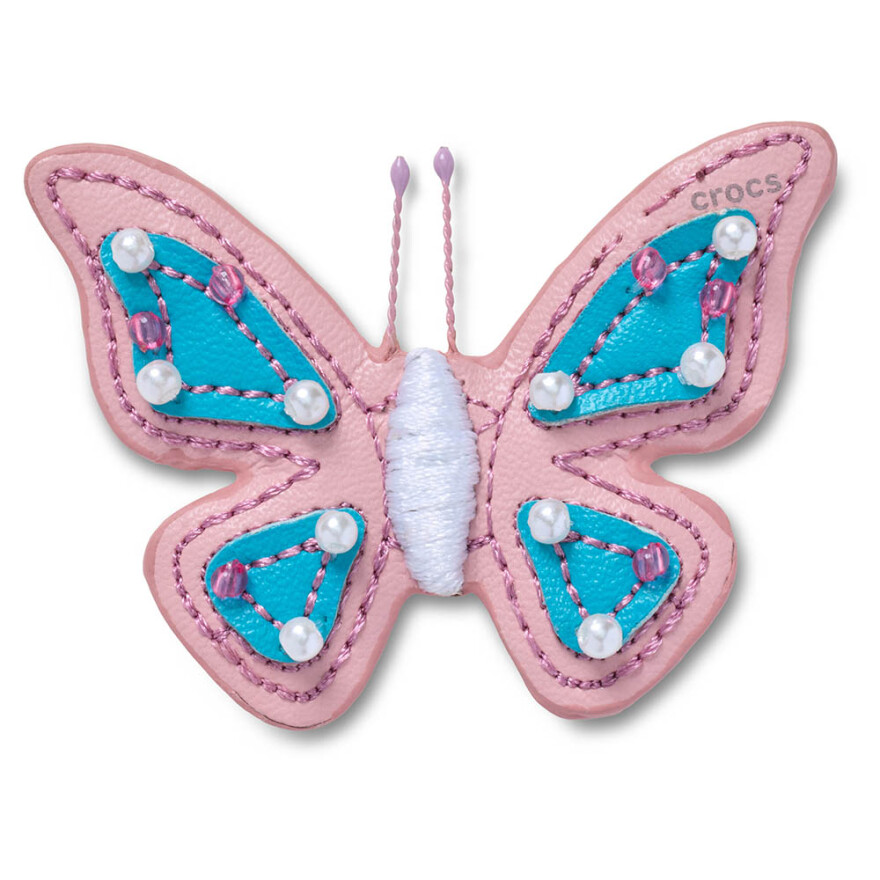 Jibbitz Faux Leather Pink Butterfly Multicolor