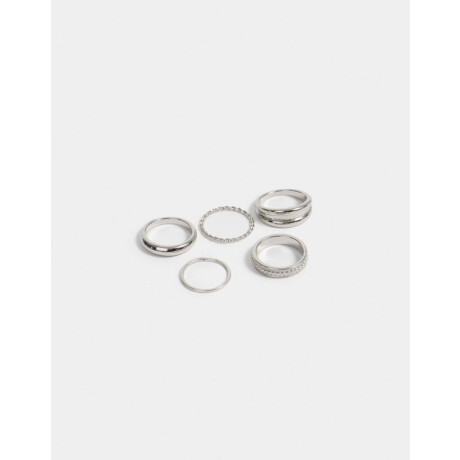 Set De Anillos Essential Plateado