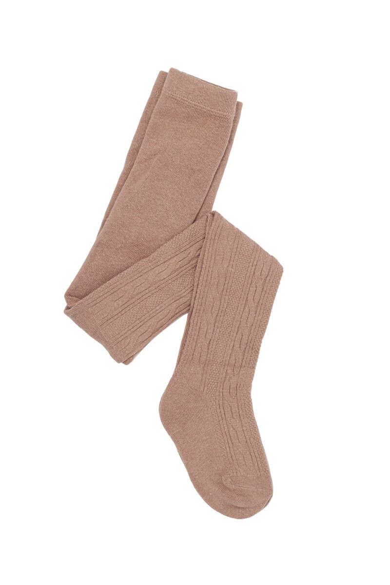 Media Infantil Rib de Algodón - Tostado 