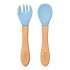 Set cubiertos silicona bambu BUBA celeste