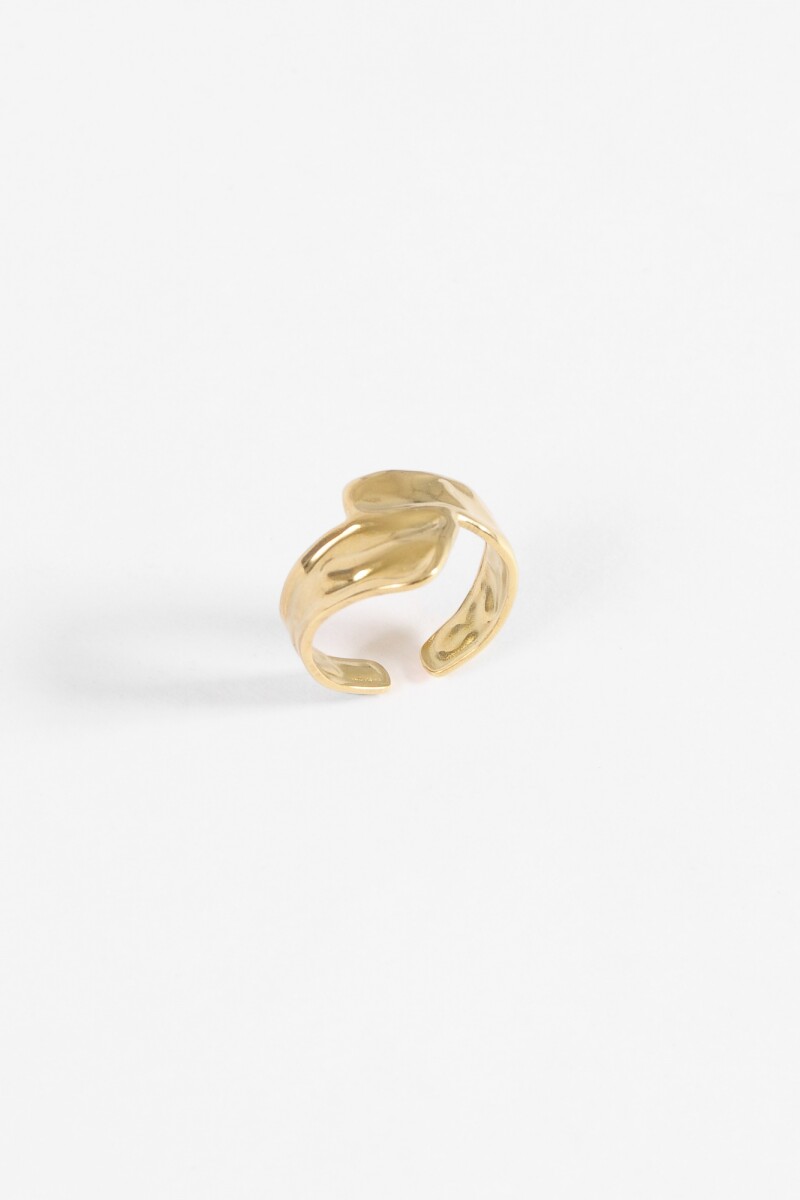 Anillo texture acero ajustable dorado