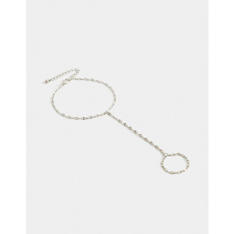 Pulsera Flexible Con Anillo Plateado