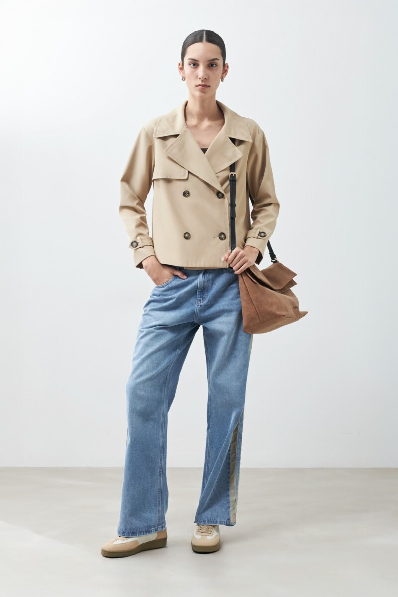 Trench corta doble botonadura - tostado 