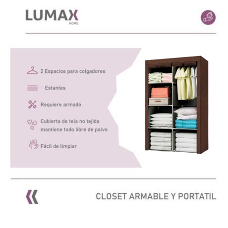Ropero de 6 Estantes Desmontable de Caño y Tela TNT 150x45x175 Marrón