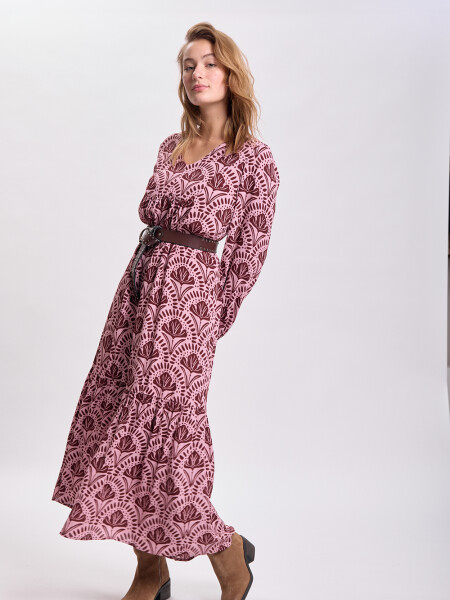 Vestido largo paneles Rosa