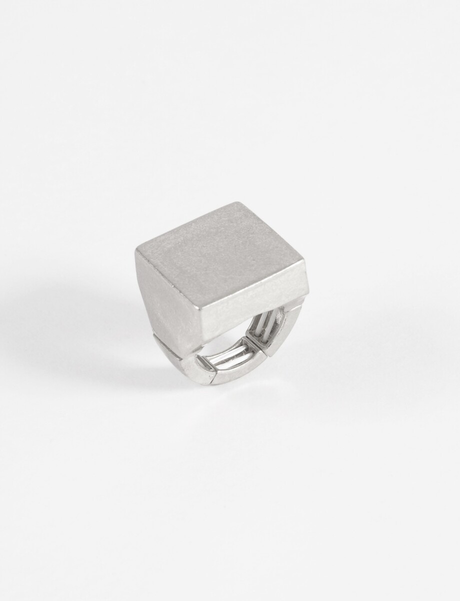 Anillo ajustable cuadrado antique - plateado 
